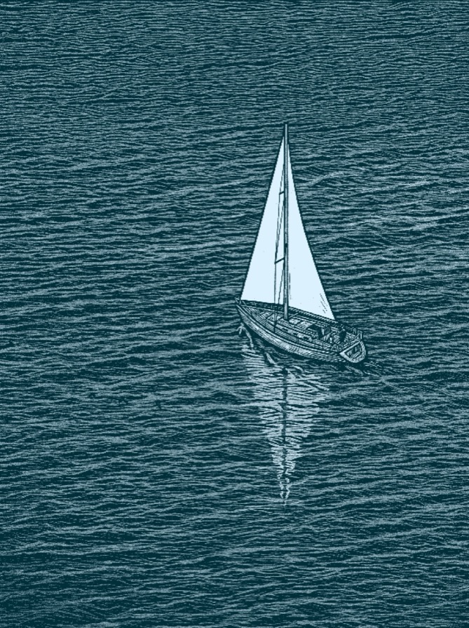 Hiring with conviction sailboat woodcut illustration
